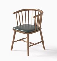 Chaise de salle à manger robuste et moderne en bois massif, banquette en cuir vert assortie, ensemble complet de mobilier de café, adapté aux restaurants