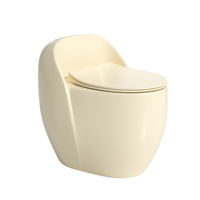 WC monobloc en céramique multicolore en forme d'œuf avec chasse d'eau super siphonique Tornado, à poser au sol