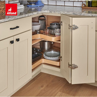 Armoire de cuisine en bois massif Alland Manhattan, couleur beige érable et bleu clair, avec organisateur en bois personnalisé