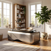 Bureau de direction QILISEN Premium, peint, dureté 3H, 3200 mm, mobilier de PDG, panneau E1 Eco Board, table moderne pour patron, panneau à aspiration, échelle