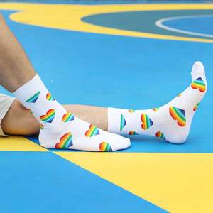 Pride Rainbow Striped Cotton Man Chaussettes <span class=keywords><strong>LGBT</strong></span> Rainbow Strip Chaussettes pour homme - Product Image 4