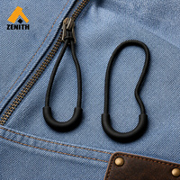Nylon Plastic Rope Zipper Puller Injection Molded and Woven Auto Lock or Non Lock Slider Custom Logo