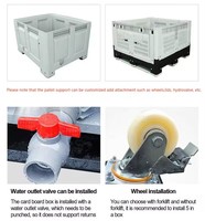 Grande taille Euro Industrie pliable mobile en plastique Palette Conteneur empilable Agriculture Légumes Fruits Caisse Boîte avec roues