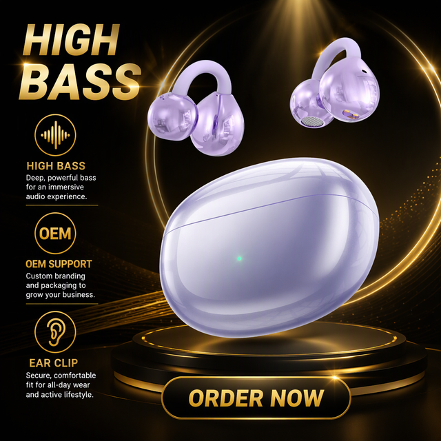 New Fashion J87 Earclip Wireless T W S Earphones LED Active Noise Cancellation (ANC) for 5.4 IPX5 Sports Earphones