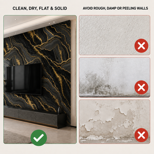 Su Geçirmez Mermer Duvar Çıkartması Kendinden Yapışkanlı Siyah Altın Yüksek Parlaklık İç Mekan Dekoratif Duvar İçin - Product Image 3
