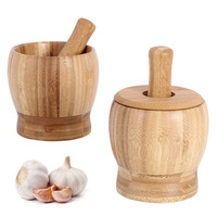 Outil manuel multifonctionnel pour fruits et légumes, pilon en bambou pour ail, gingembre et épices, presse-moulin avec bol