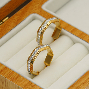 ZOGXIN Geometric Hoop Earrings Gold Rhinestone Inlay Stainless Steel For Women Fashion Jewelry - Product Image 4