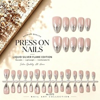 Lot de 30 faux ongles ABS effet œil-de-chat flamme, roses nude haut de gamme, finition miroir, forme amande, manucure pré-fabriquée prête à poser