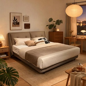 French Style Soft <b>Bed</b> with Solid <b>Pine</b> Wood <b>Frame</b> Modern Design King/Full Size for Master Bedroom - Product Image 4