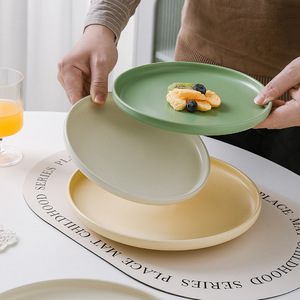 Minimalist <strong>Sage</strong> Green Ceramic Dinner Plate Luxury Stackable Round <strong>Dishes</strong> Serving Plates Dinnerware for Restaurant - Product Image 4