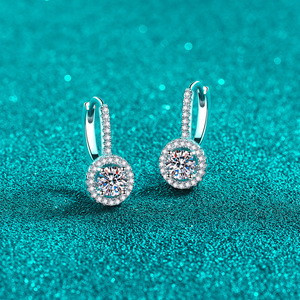 Hot Sales Quality 925 <b>Sterling</b> <b>Silver</b> Luxury Women Moissanite Hoop <b>Stud</b> <b>Earring</b> - Product Image 4