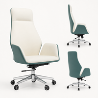 Chaise de bureau exécutive ergonomique moderne à dossier haut, réglable en hauteur, en cuir PU avec roulettes lisses et structure en bois