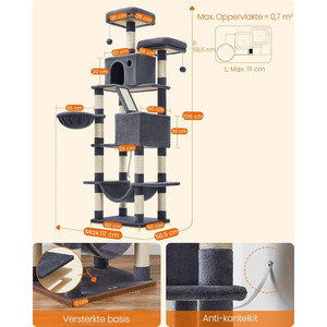 Lujoso Marco de escalada para gatos, poste para rascar gatos gris oscuro, estantes grandes para escalar gatos de 206cm - Product Image 5