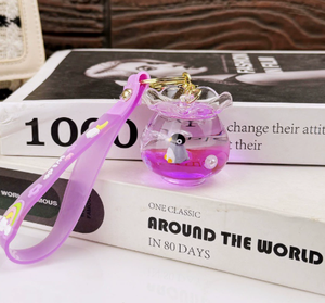 Cute Acrylic Fish Tank Shape Key Chain Keyring Quicksand Liquid <b>Floating</b> Ocean Fish Keychain Boutique Car Pendant - Product Image 4