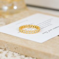 Bague de mariage Art Déco en or 18 carats plaqué or avec zircone cubique, alliance pour femme, bijoux Anillos De Mujer