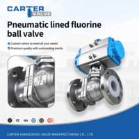 Vanne à bille pneumatique à double action à passage pleine en acier au carbone CF8M WCC, doublée de téflon PTFE, à brides, résistante à la corrosion, pour produits chimiques