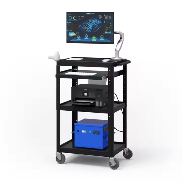 Warehouse Mobile Rolling Cart for Computer Powered Workstations