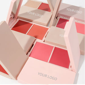 Commercio all'ingrosso 2 In 1 pressato In polvere e crema viso di bellezza fard Palette opache luccichio lunga durata Palette Blush - Product Image 3
