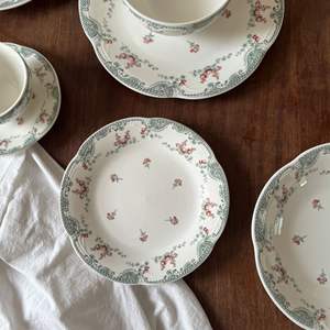 Juego de vajilla con diseño de flor de encaje en relieve Vintage, cuencos de porcelana, Platos y platos de cena - Product Image 2