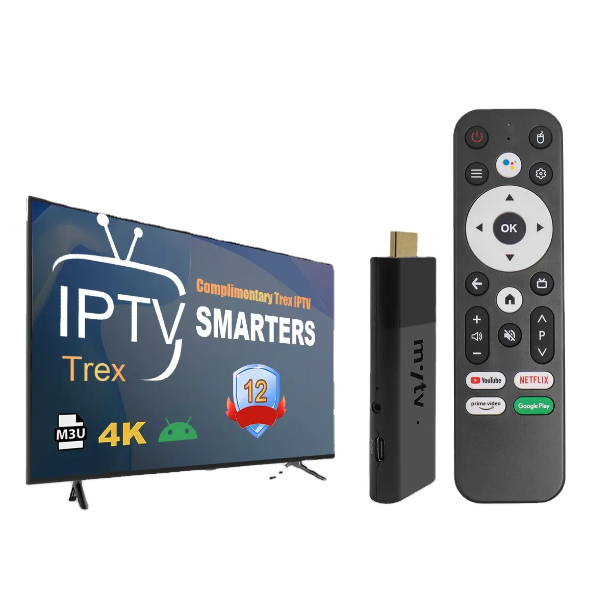 新しいAndroidFire StickストリーミングデバイスTrex IPTV 4kテレビスティックを備えた音声リモートを備えたデュアルバンドWIFI BT