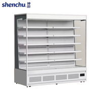 Réfrigérateur commercial à rideau d'air de type split Shenchu, avec revêtement en acier inoxydable, vitrine de présentation multi-niveaux en verre, congélateur sans givre