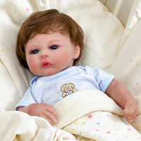 Poupée Reborn garçon réaliste de 18 pouces, mignonne, avec des yeux bleus ouverts et de longs cils