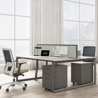Poste de travail modulaire convertible moderne en gros pour 4 à 6 personnes, bureau du personnel avec cadre en aluminium, mobilier de bureau ouvert écologique