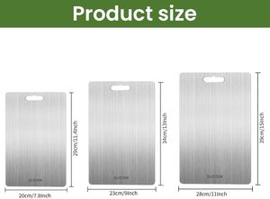 Planche à découper rectangulaire en acier inoxydable de qualité alimentaire, écologique, compatible lave-vaisselle, épaisseur 1,5 cm, pour la découpe de viande et de légumes - Product Image 2