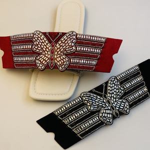 고객 맞춤형 브랜드 로고 크리스탈 및 다이아몬드 장식 샌들 슬리퍼 부자재용 슈즈 어퍼 - Product Image 3