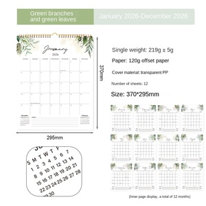 Calendario da Parete in Carta Stile Europeo-Americano 2026, Versione Inglese, Calendario Creativo YOCircle, Calendario Transfrontaliero 370x295mm - Product Image 6