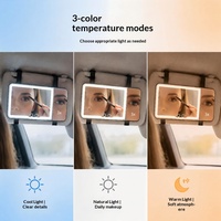 Miroir de retouche LED pour voiture avec pare-soleil, grossissement 3X, lumière tricolore, rechargeable et commande tactile