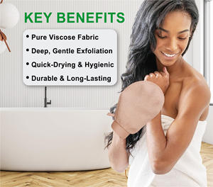 2025 sıcak satış özel Logo viskon peeling banyo eldiveni Guante Exfoliante viskon duş için banyo eldiveni vücut fırçalayın - Product Image 2