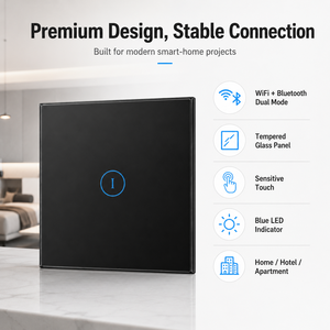 Interruttore a Pannello Touch in Vetro YDD Tuya <span class=keywords><strong>Alexa</strong></span> Google Home per WiFi 10A EU, Opzione Neutro, Controllo Vocale per Efficienza Energetica - Product Image 3