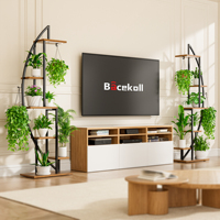 Support à plantes créatif à 6 niveaux en forme de feuille avec lumières LED, étagère en bois à structure métallique, support à fleurs suspendu autoportant