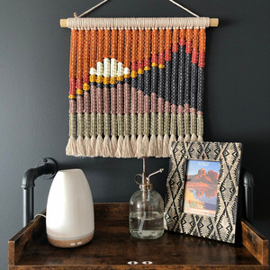 Tapiz de Pared Rectangular de Macramé Tejido a Mano con Diseño de Hojas Contemporáneo, de Cuerda de Algodón Ecológica, Lavable a Máquina, Decoración del Hogar - Product Image 3