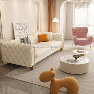 Canapé sectionnel nordique de luxe moderne capitonné trois places avec structure métallique, rembourrage <span class=keywords><strong>en</strong></span> éponge, écologique et durable pour appartement - Product Image 3