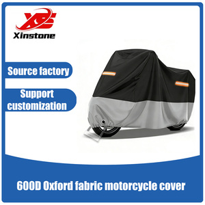 Housse de moto pliable en PVC 600D durable, coupe-vent et imperméable avec bandes réfléchissantes, trou de verrouillage et ourlet élastique - Product Image 1