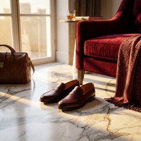 Mocassins bordeaux sur mesure pour homme en cuir véritable, finition artisanale, chaussures habillées formelles