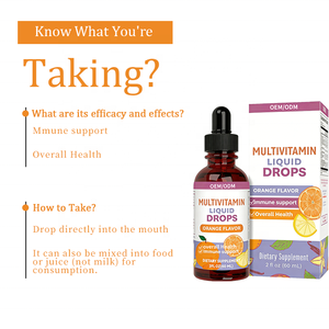 OEM/ODM プライベートラベル |   大人用マルチビタミン液状ドロップ オレンジ風味-2液量オンス エネルギー、免疫、全身の健康をサポートするサプリメント - Product Image 5