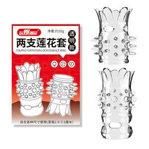 2-teiliges transparentes Lotus Design Männliche Verzögerung Cockring Set Body Safe TPE Sexuelles Vergnügen Intimer Sex Spielzeug für Erwachsene - Product Image 5