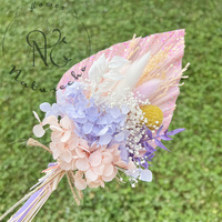 Fournitures de décoration de gâteaux en gros, 100% naturel, hydrangea préservé, fleur séchée, feuille de palmier, décorations de gâteaux d'anniversaire