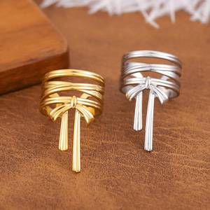 2026 Trendy Minimalist Open <b>Adjustable</b> Stainless Steel <b>Rings</b> Women's Fashion Gold/<b>silver</b> Plated Statement Gift - Product Image 3
