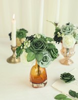 Fausses roses en mousse réalistes avec tiges, 25 pièces, fleurs artificielles en PE pour décorations de mariage, centres de table de douche nuptiale