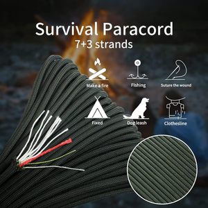 เชือกเอาตัวรอด FireCord 550 ปอนด์ ขนาด 20 25 100 ฟุต - เชือกพาราคอร์ด<span class=keywords><strong>ประเภท</strong></span>ที่ 3 พร้อมสายเอ็นตกปลา PE เส้นด้ายฝ้าย เชือกจุดไฟฉุกเฉิน - Product Image 4