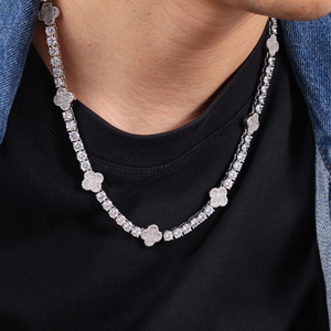 Nouvel Arrivage Collier Chaîne Tennis Fleur 5mm pour Femme, Noir, Style Hip Hop, entièrement serti de Zircon 5A, en Laiton, Bijou pour Cadeau - Product Image 4