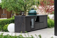 Cuisine d'extérieur de jardin complète à charbon de bois, fumoir à viande, grillades de barbecue en acier inoxydable, armoires de cuisine modernes