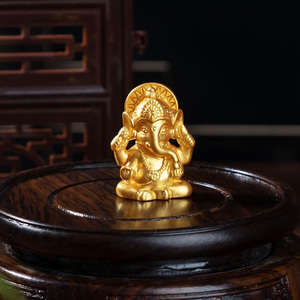 Statue de Ganesha Dorée en Gros, Figurines de Dieux Hindous, Miniatures de Dieux Indiens pour Aménagement Paysager, Cadeau pour Enfants, Pendentif, Accessoire de Décoration - Product Image 3
