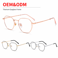Monturas de Gafas Ultraligeras Retro de Titanio Puro, Unisex, con Aro Completo, que Favorecen el Rostro, para Miopía, con Protección Anti Luz Azul