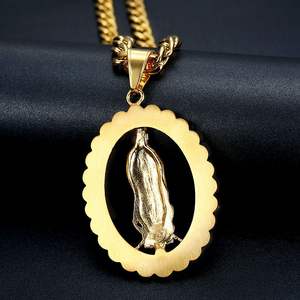Vierge Marie à la mode Zircon déesse 316 bijoux en acier inoxydable bijoux fins 18k Pvd plaqué or pendentif colliers pour femmes 2024 - Product Image 6