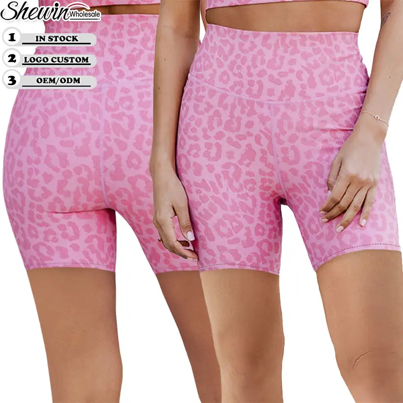 Logo Print Summer Sport High Waist Gym Short Pants Custom Booty Biker Shorts For Women